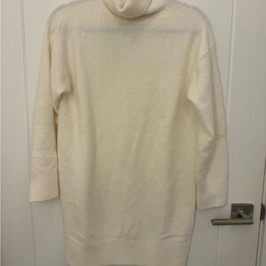 Cream Turtleneck Longline Women's Sweater